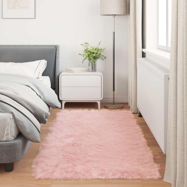 vidaXL Faux Sheepskin Rug Tafalla Pink 100 x 200 cm Polyester