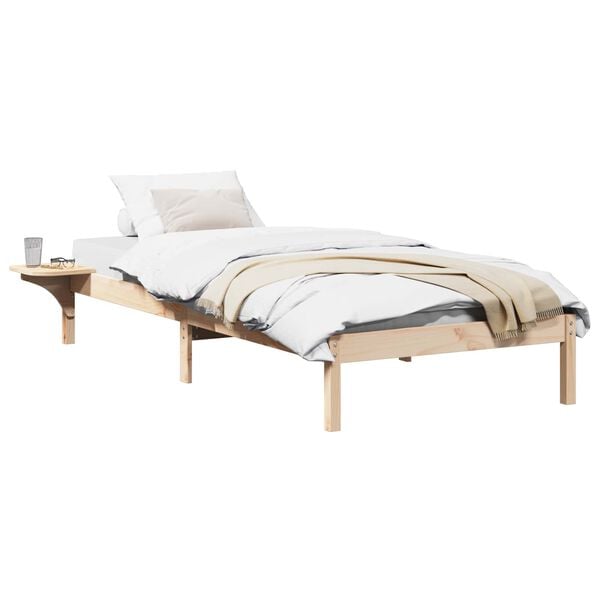vidaXL Bed Frame Natural 100 x 200 cm Solid Pine Wood