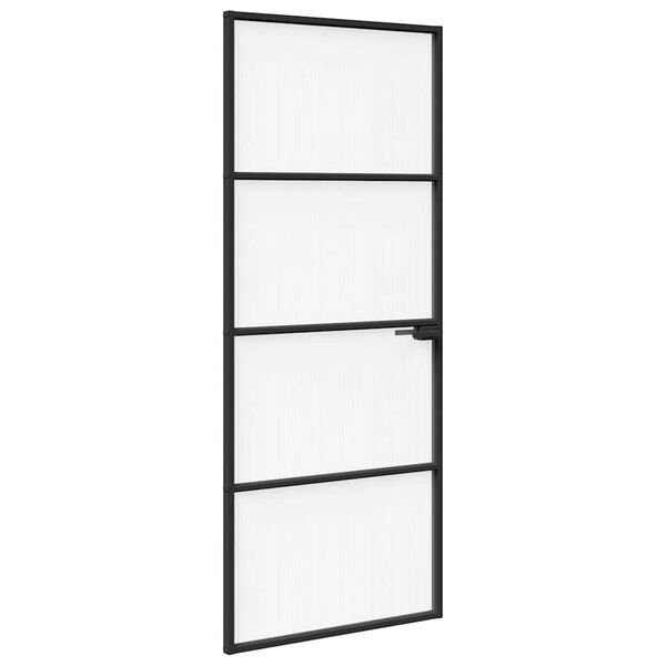 vidaXL Interior Door Black 76x201,5 cm Tempered Glass & Aluminium Slim