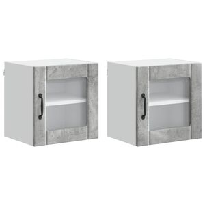 vidaXL Wall Glass Cabinet Lucca 2 pcs Concrete Grey 40 x 31 x 40 cm