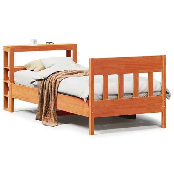vidaXL Bed Frame without Mattress Wax Brown 75x190 cm Small Single Solid Wood Pine