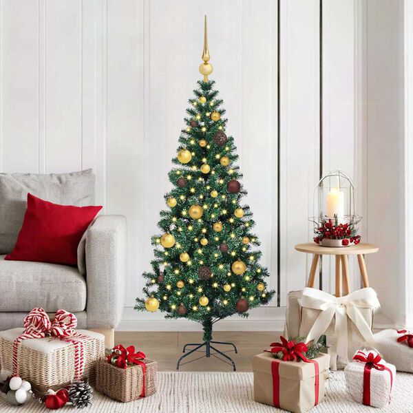 vidaXL Artificial Pre-lit Christmas Tree Green 150 cm PVC and Metal