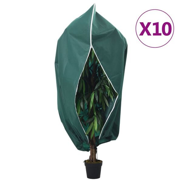 vidaXL Plant Fleece Covers with Zip 10 pcs 70 g/m&sup2; 3.93x3 m