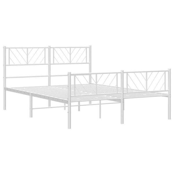 vidaXL Metal Bed Frame without Mattress with Footboard White 140x190cm