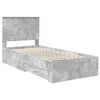 vidaXL Bed Frame with Drawer Concrete Grey 90 x 190 cm Engineered Wood