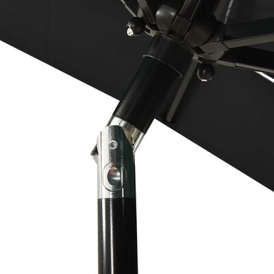 vidaXL 3-Tier Parasol with Aluminium Pole Black 2x2 m