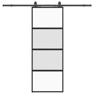 vidaXL Sliding Door with Hardware Set Black 76x205 cm Tempered Glass