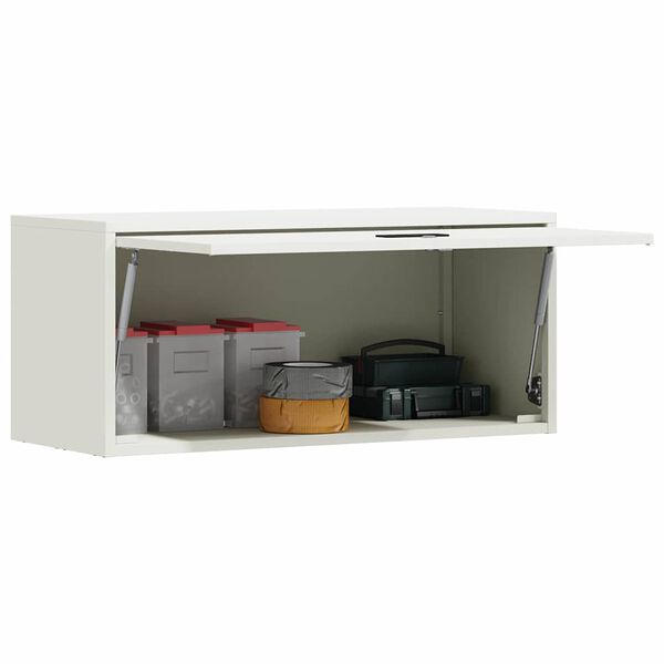 vidaXL Wall Cabinet for Garage with Gas-lift Door White