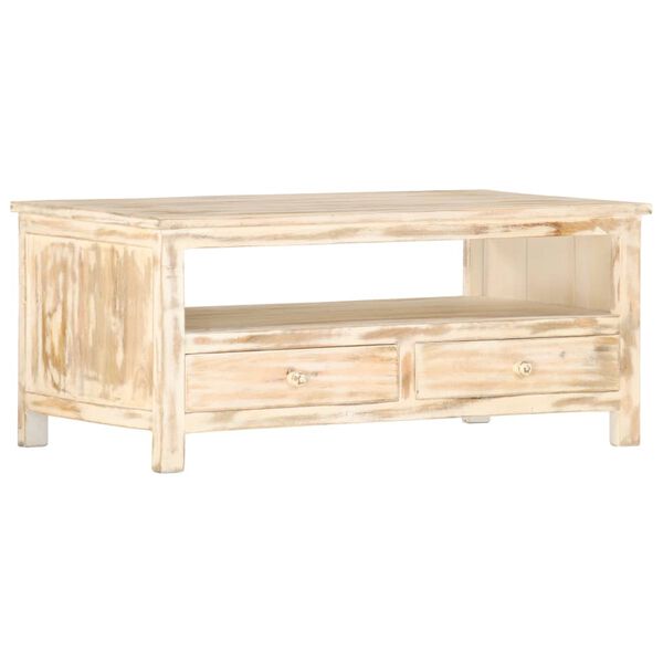 vidaXL Coffee Table White 90x50x40 cm Solid Mango Wood