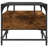 vidaXL Coffee Table with Glass Top Smoked Oak 98.5x50x45 cm Steel