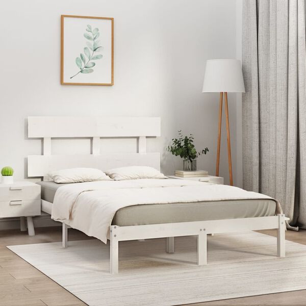 vidaXL Bed Frame without Mattress White 200x200 cm Solid Wood