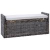 vidaXL Storage Bench with Cushion Black Wash 110 x 40 x 50 cm Rattan