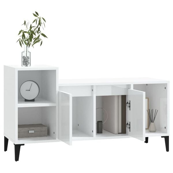 vidaXL TV Cabinet High Gloss White 100x35x55 cm Engineered Wood