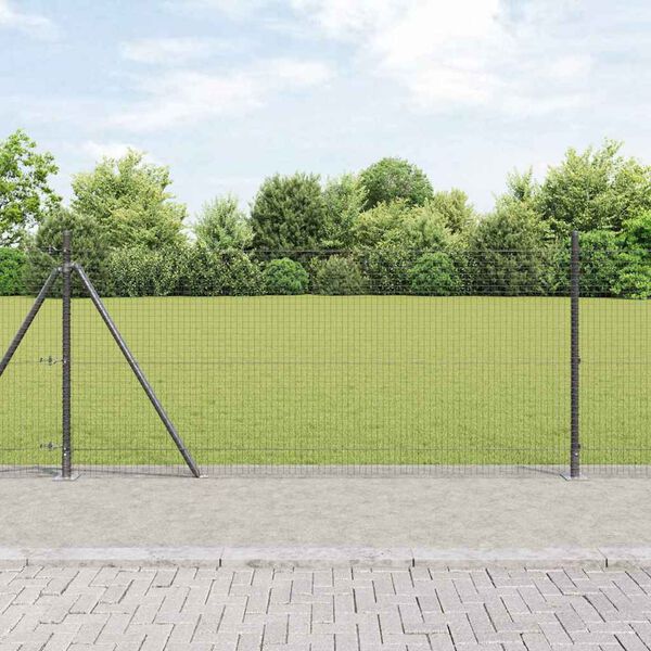 vidaXL Fence Post Grey 10 x 0.8 m (25 x 25 mm mesh) Steel and PVC