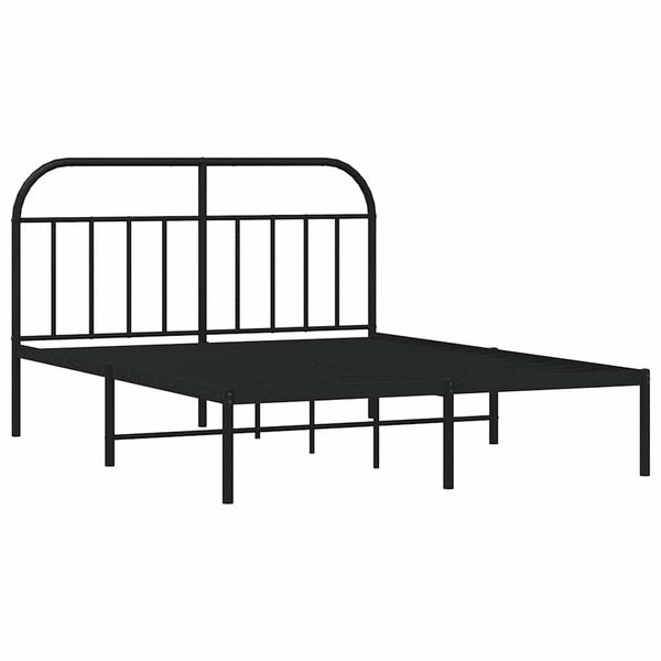 vidaXL Metal Bed Frame without Mattress with Headboard Black 150x200cm