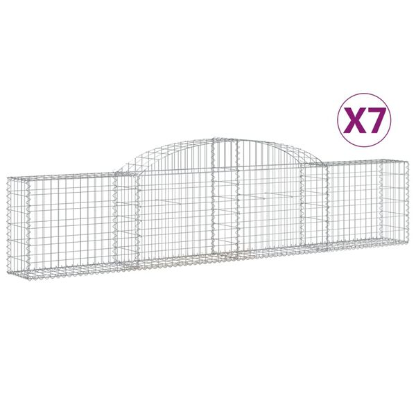 vidaXL Arched Gabion Baskets 7 pcs 300x30x60/80 cm Galvanised Iron