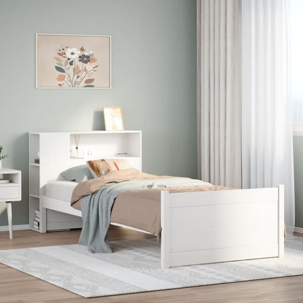 vidaXL Bookcase Bed without Mattress White 100x200cm Solid Wood Pine