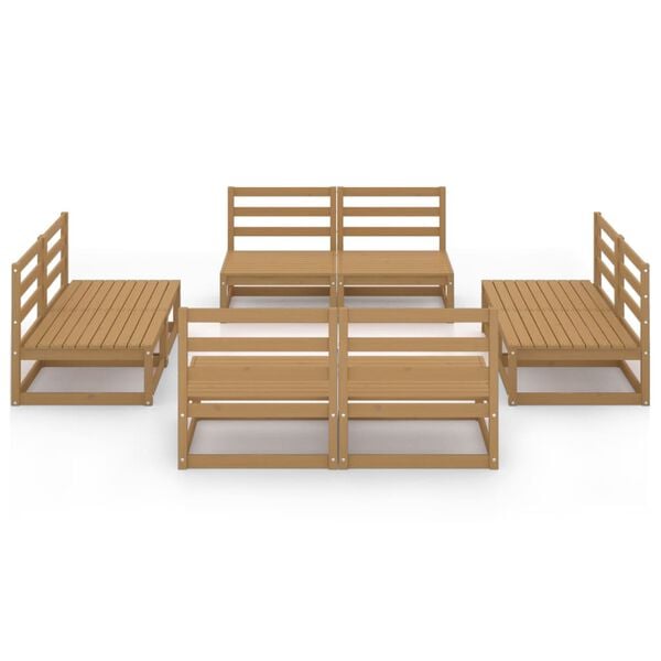 vidaXL 8 Piece Garden Lounge Set Honey Brown Solid Pinewood