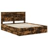 vidaXL Bed Frame with Drawer Smoked Oak 160 x 200 cm Engineer Wood