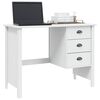 vidaXL Desk with Drawers Hill White 100 x 45 x 74 cm Solid Pine Wood