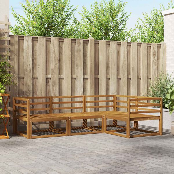 vidaXL Outdoor Sofa Set 4 pcs Natural Solid Acacia Wood