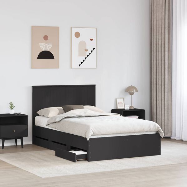 vidaXL Bed Frame with Drawer Black 120 x 190 cm Engineer Wood