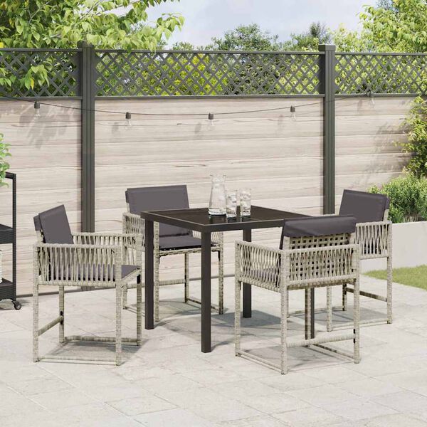 vidaXL Garden Dining Set 5 pcs Light Grey Poly Rattan