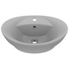vidaXL Luxury Basin Overflow Oval Matt Light Grey 58.5x39 cm Ceramic