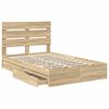 vidaXL Storage Bed with Drawer Sonoma Oak 120 x 190 cm Engineered Wood