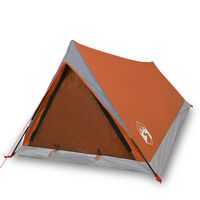 vidaXL Camping Tent 2 Persons Grey&Orange 200x120x88/62 cm 185T Taffeta