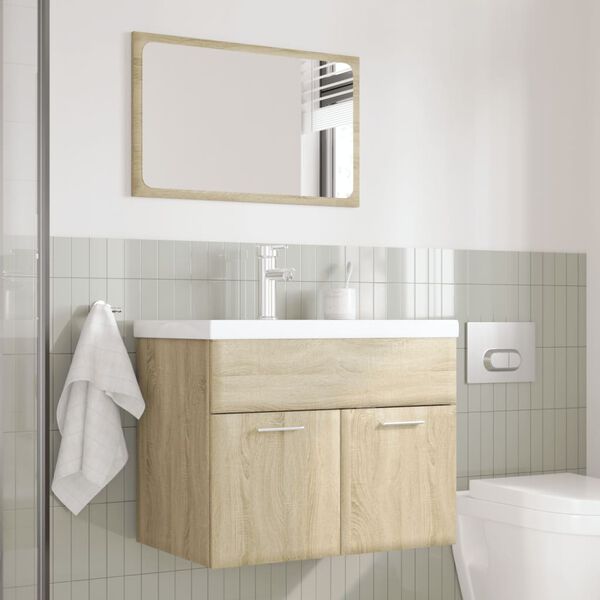 vidaXL 3 Piece Bathroom Furniture Set Sonoma Oak Engineered Wood