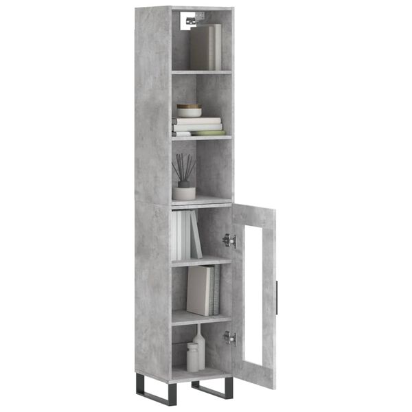vidaXL Highboard Concrete Grey 34.5x34x180 cm Engineered Wood