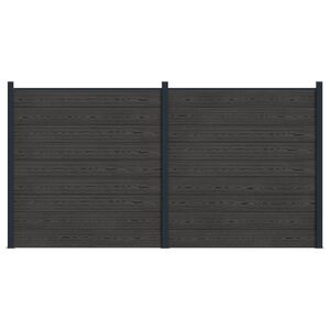 vidaXL Fence Panel 2 pcs WPC and Aluminium Black
