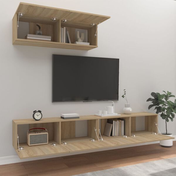 vidaXL 3 Piece TV Cabinet Set Sonoma Oak Engineered Wood