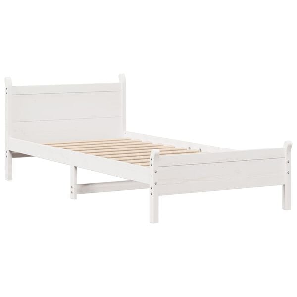 vidaXL Bed Frame without Mattress White 75x190 cm Small Single Solid Wood Pine