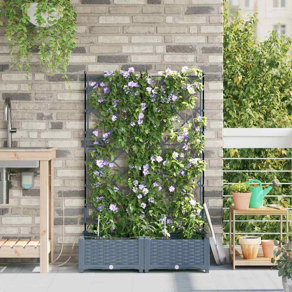 vidaXL Garden Planter 2 pcs LiGht Grey Steel