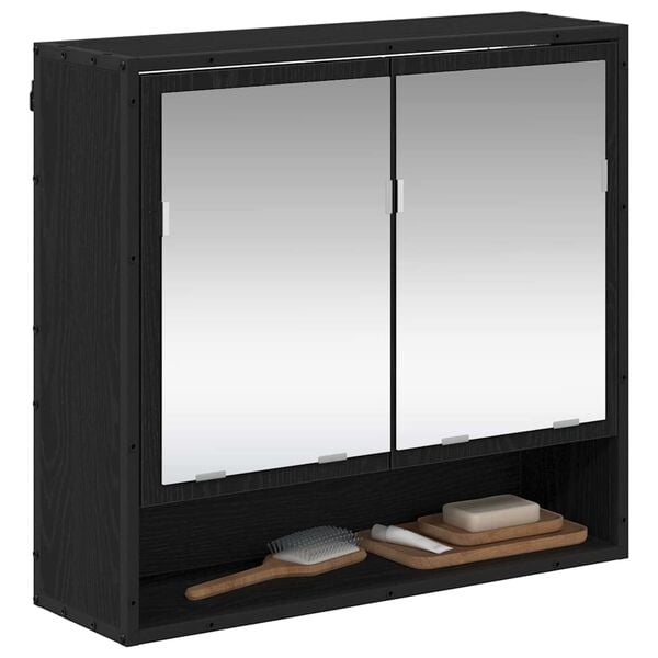 vidaXL Wall Shelf with Shelf Wall-mounted Black Oak 65 x 20 x 60 cm