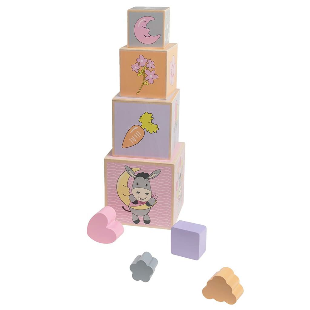 Happy People Wooden Stacking Blocks Donkey Pink Purple Orange