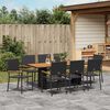 vidaXL Garden Dining Set 9 pcs Black Poly Rattan