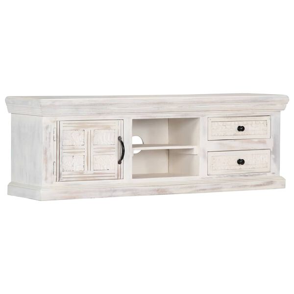 vidaXL TV Cabinet White 120x30x40 cm Solid Mango Wood