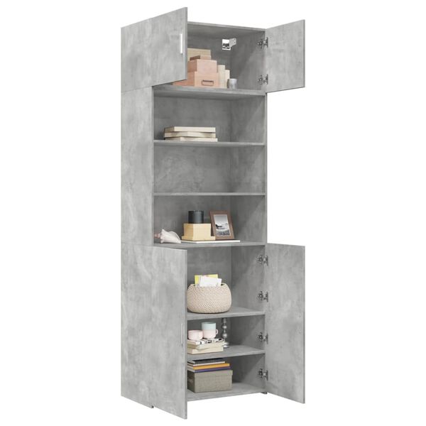 vidaXL Storage Cabinet Concrete Grey 80x42.5x225 cm Engineered Wood