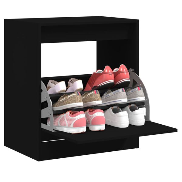 vidaXL Shoe Cabinet Black 60x42x69 cm Engineered Wood