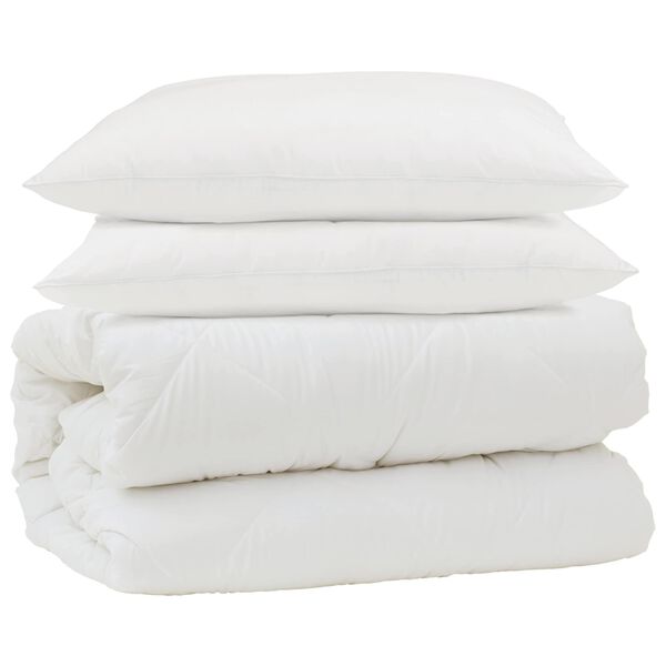 vidaXL Duvet Set with Pillow 3 pcs White Microfiber and Down Feather