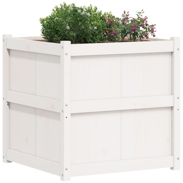 vidaXL Garden Planter White 70x70x70 cm Solid Wood Pine