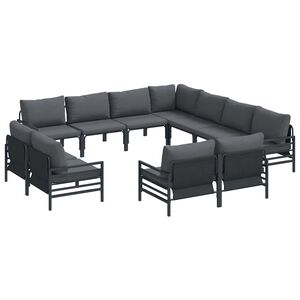 vidaXL Garden Sofa Set 11 pcs Black Steel