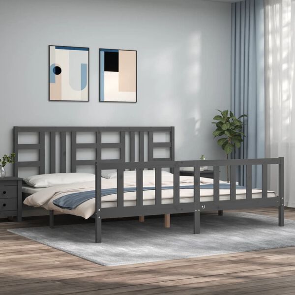 vidaXL Bed Frame without Mattress Grey 200x200 cm Solid Wood Pine