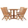 vidaXL 5 Piece Folding Outdoor Dining Set Solid Teak Wood