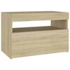 vidaXL Bedside Cabinet & LED Lights Sonoma Oak 60x35x40 cm Engineered Wood