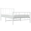 vidaXL Metal Bed Frame without Mattress with Footboard White 90x190cm