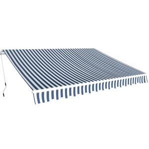 vidaXL Folding Awning Manual Operated 350 cm Blue/White (143039+143045)